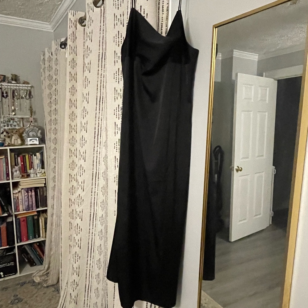 Black Satin Slip Dress